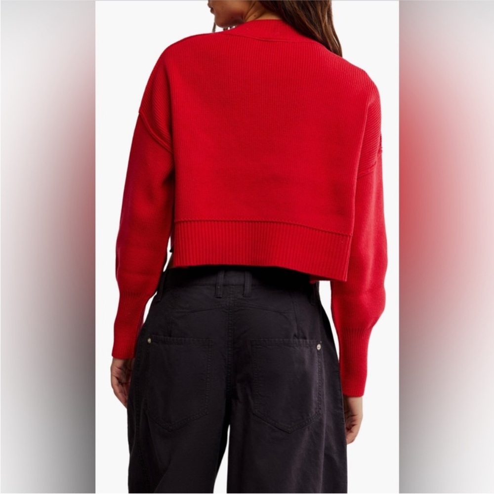 Free People Easy Street Crop Pullover In Racing Red - Picture 3 of 6